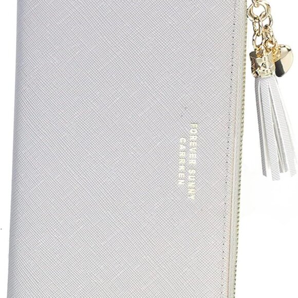 Women Wallet Faux Leather Slim Clutch Card Holder Tassel Zipper Pocket Fashion - Picture 1 of 6